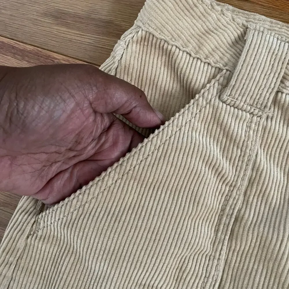 Hollister Juniors 5 Corduroy Mini Skirt Tan Ultra High Rise Preppy Y2K
